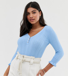 Синий топ с оборками на рукавах Miss Selfridge