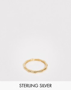 Серебряное позолоченное кольцо на мизинец с отделкой в виде бамбука ASOS DESIGN-Золотой