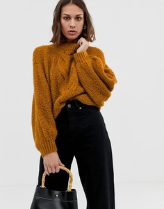 Джемпер крупной вязки с объемными рукавами ASOS DESIGN-Коричневый