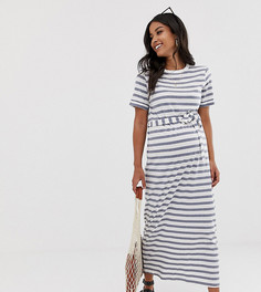 Платье-футболка макси в яркую полоску с ремнем эксклюзивно для ASOS DESIGN Maternity-Мульти