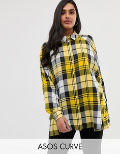 Черно-желтая oversize-рубашка ASOS DESIGN Curve-Мульти
