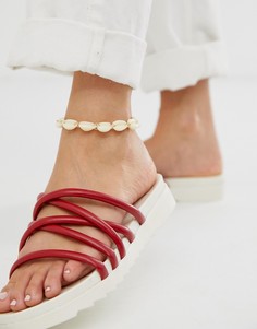 Браслет на ногу с искусственными ракушками ASOS DESIGN-Золотой