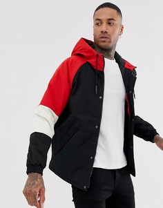 Куртка в стиле колор блок с капюшоном Bershka-Черный