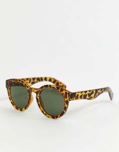 Солнцезащитные очки в круглой черепаховой оправе AJ Morgan-Коричневый