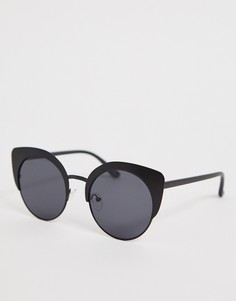 Солнцезащитные очки \кошачий глаз\" в матовой черной оправе ASOS DESIGN-Черный