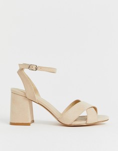 Босоножки на блочном каблуке Truffle Collection-Бежевый