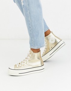 Высокие золотистые кеды со змеиным рисунком Converse Chuck Taylor-Золотой