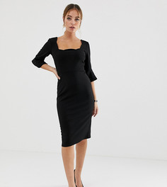 Платье-футляр с фигурным краем на вороте ASOS DESIGN Petite-Черный