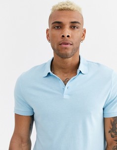 Поло из органического трикотажа голубого цвета ASOS DESIGN-Синий
