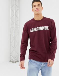 Бордовый лонгслив с логотипом Abercrombie & Fitch-Красный