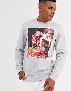 Серый новогодний свитшот с принтом \Coca-Cola\" Only & Sons
