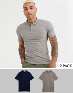 2 обтягивающих поло из органического хлопка ASOS DESIGN - Скидка-Мульти