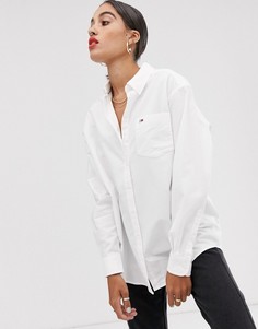 Белая классическая рубашка из органического хлопка Tommy Jeans-Белый