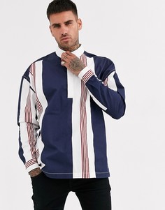 Oversize-рубашка регби в полоску в стиле 90-х ASOS DESIGN-Темно-синий