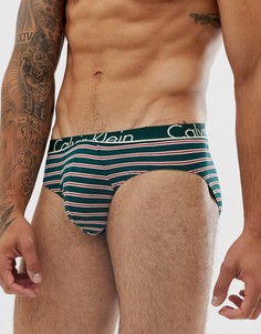 Хлопковые трусы в зеленую полоску Calvin Klein ID-Зеленый
