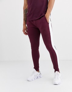 Бордовые комбинируемые джоггеры скинни с полосками ASOS DESIGN-Красный