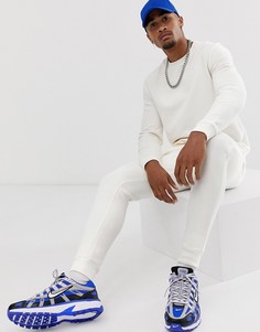 Белый спортивный свитшот и джоггеры скинни в рубчик ASOS DESIGN
