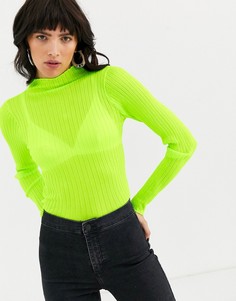 Полупрозрачный джемпер с высоким воротником ASOS DESIGN-Зеленый