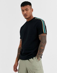 Черная футболка из органического хлопка с контрастной лентой ASOS DESIGN-Черный