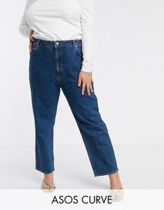 Джинсы прямого кроя с завышенной талией ASOS DESIGN Curve-Синий