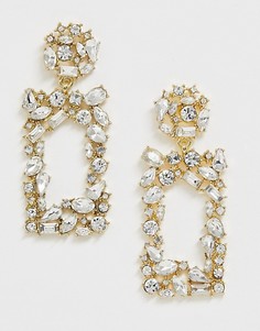 Броские квадратные серьги Pieces-Золотой