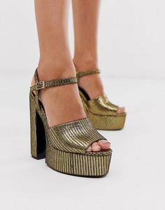 Золотистые босоножки на массивной платформе ASOS DESIGN Netherlands-Золотой