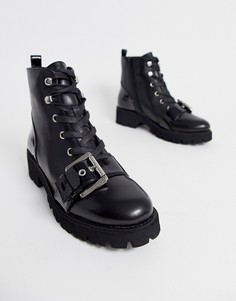 Черные ботинки на шнуровке в стиле милитари Steve Madden-Черный