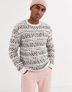 Вязаный фактурный джемпер с вышивкой ASOS DESIGN-Мульти