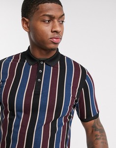 Бордовое поло в вертикальную полоску Burton Menswear-Красный