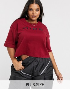Бордовый свободный кроп-топ Nike Plus-Красный