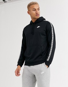 Черный худи с фирменной лентой Nike