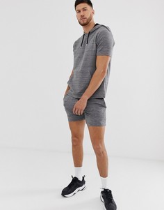 Спортивный костюм серого цвета: худи с короткими рукавами и шорты ASOS DESIGN-Серый