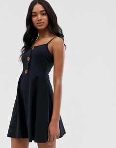 Короткое приталенное платье на пуговицах ASOS DESIGN-Черный