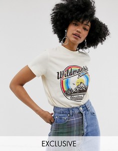 Футболка с надписью \Wilderness\" и логотипом Noisy May-Белый