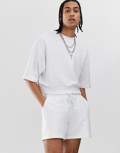 Белый спортивный oversize-костюм с шортами ASOS DESIGN