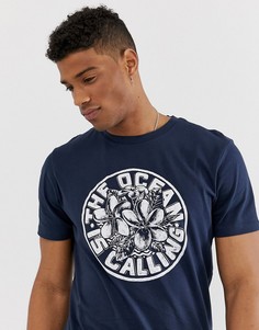 Темно-синяя футболка с принтом Jack & Jones Originals-Темно-синий