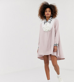 Свободное платье на пуговицах с принтом и асимметричным подолом Sister Jane-Розовый