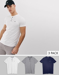 Комплект из 3 футболок хенли с логотипом Hollister-Мульти