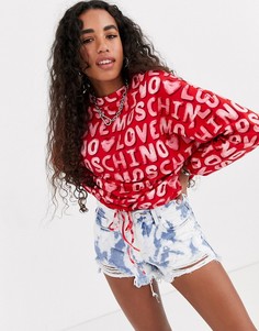 Свитшот со сплошным принтом логотипа Love Moschino-Красный