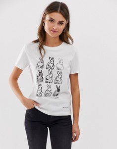 Футболка с принтом кролика и надписью \lucky\" PS Paul Smith-Белый