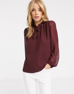 Бордовый топ с гофрированным воротником New Look-Красный