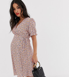 Лиловое платье с цветочным принтом и запахом New Look Maternity-Фиолетовый