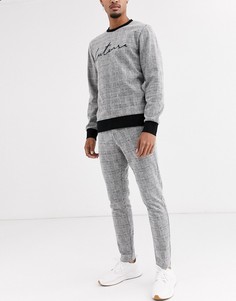 Серые фактурные брюки в клетку Jack & Jones Premium-Серый