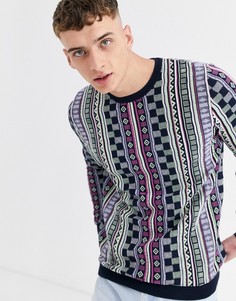 Фиолетовый вязаный джемпер в вертикальную полоску ASOS DESIGN