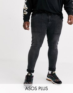 Черные джинсы стретч со шнурком на поясе ASOS DESIGN Plus-Черный