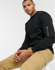 Черный свитшот с карманом ASOS DESIGN