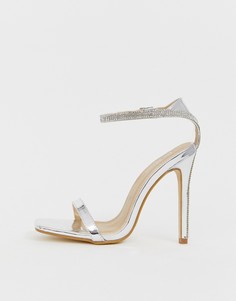 Серебристые босоножки с отделкой стразами Be Mine Bridal Lylie-Серебряный