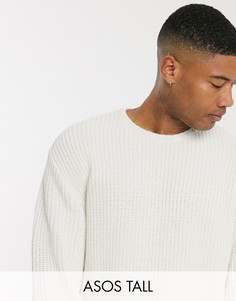 Белый oversize-джемпер в рубчик ASOS DESIGN Tall
