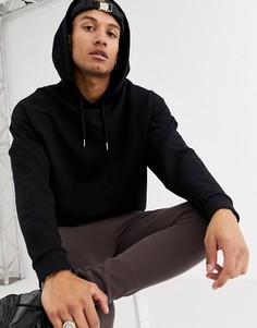 Oversize-худи черного цвета с асимметричным подолом ASOS DESIGN-Черный