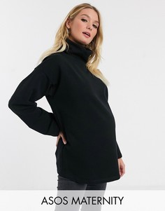 Черный oversize-свитшот с высоким воротом ASOS DESIGN Maternity